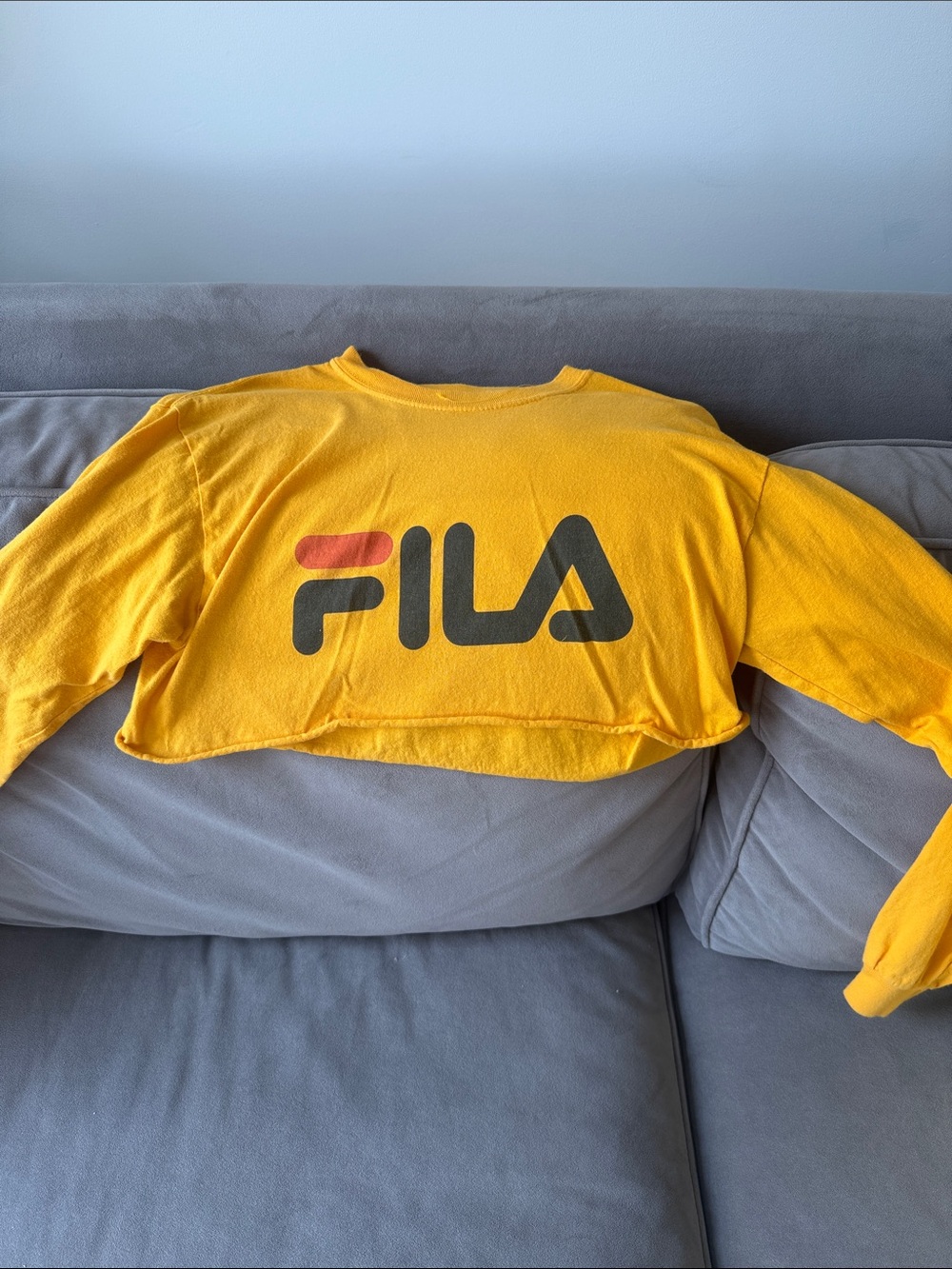 FILA Yellow Cropped Crewneck with Bold Logo